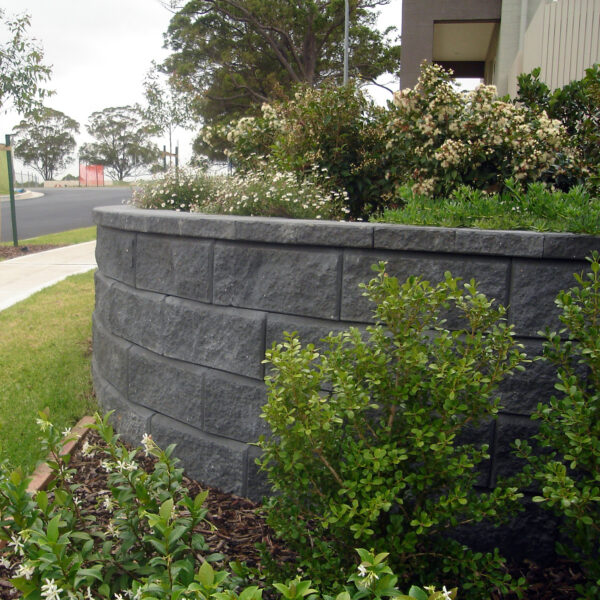 Aussie Block Curved Garden Wall - Charcoal